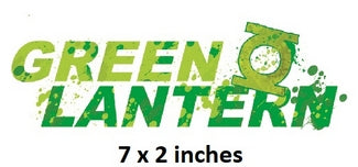 Green Lantern logo with text indicating size '7 x 2 inches'.