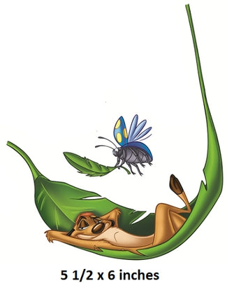 Illustration of a meerkat in a leaf with a bug, size 5 1/2 x 6 inches.