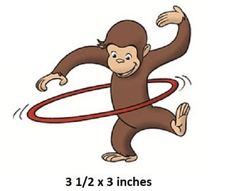 Hula Hoop Monkey Wall Decal Peel & Stick Curious George Art Decor Cling PBS Kids Wallpaper Sticker Room Decoration 3.5 x 3 inch