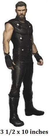 Person wearing a black leather outfit with buttons and gloves on a white background