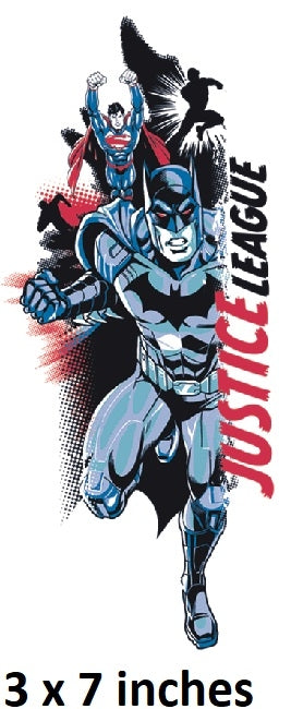Batman Superman Wall Decal Justice League Removable Sticker Art DC Comics Peel and Stick Home Room Decor 3 x 7 inches