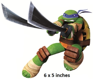 figure of a turtle character from Teenage Mutant Ninja Turtles with a sword, on a white background.