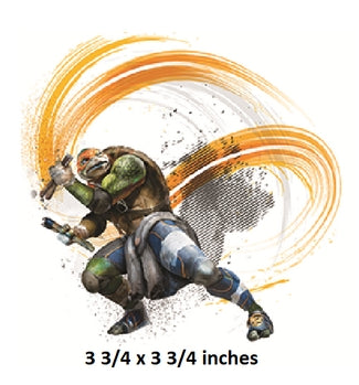 Animated character in action pose with orange energy trail, 3.75 x 3.75 inches.