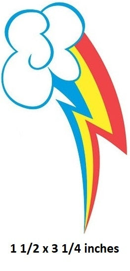 Colorful lightning bolt design with cloud on a white background