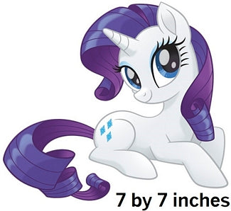 White unicorn with purple hair and tail on a white background