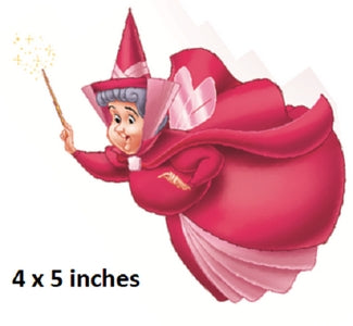 Cartoon character in a red outfit with a wand on a white background