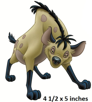 Animated hyena character with text indicating size