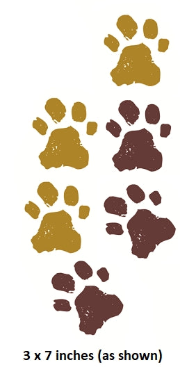 Set of paw prints in gold and brown on a white background