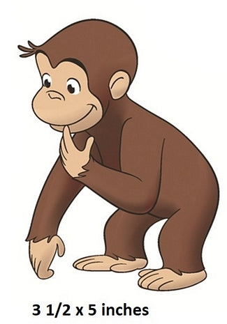 Cartoon monkey with a thoughtful expression on a white background