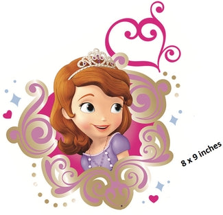 Cartoon character with decorative swirls and a tiara on a white background