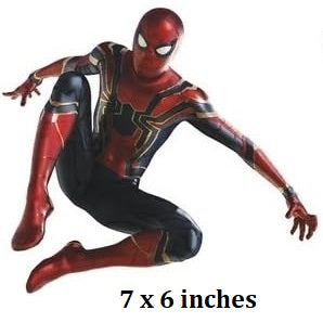 Spider-Man figure with '7 x 6 inches' text on a white background