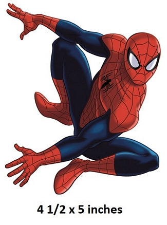 Spider-Man character in a dynamic pose with text indicating size.