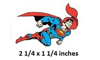 Superman cartoon character with dimensions displayed
