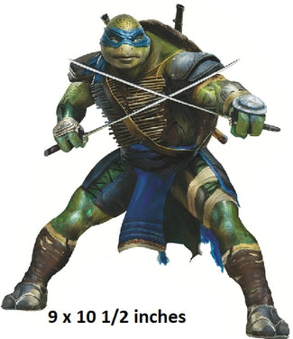 Action figure of a turtle with armor and weapons on a white background