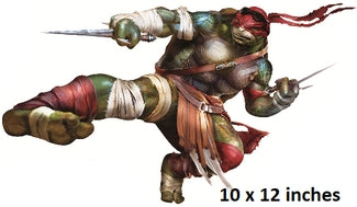 Animated character in a dynamic pose with text indicating size