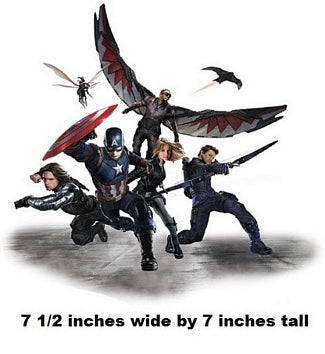 Illustration of superhero characters in action with text indicating dimensions.