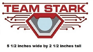 Team Stark logo with dimensions displayed