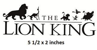 Logo of 'The Lion King' with silhouettes of characters and text indicating size.