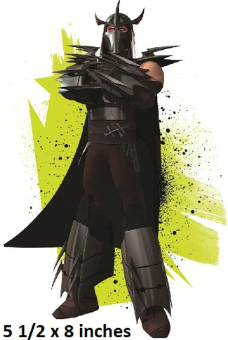 Character in dark armor with a green and black abstract background