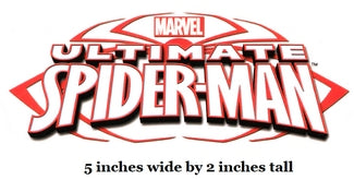 Marvel Ultimate Spider-Man logo with dimensions displayed