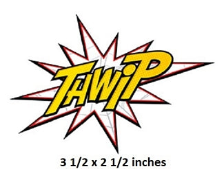 Logo with the word 'Thwip' and starburst design on a white background
