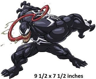 Comic book-style depiction of a superhero with a red tongue and black and white costume, standing on a white background.