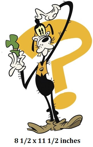 Cartoon character with a question mark and shamrock, size 8.5 x 11.5 inches