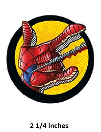 Spider-Man emblem with red and blue design on a yellow background
