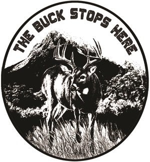 4 Inch The Buck Stops Here Whitetail Deer Hunting Removable Peel Self Stick Wall Decal Sticker Art Hunt Hunter Rustic Lodge Cabin Outdoor Wildlife Nature Home Decor 4 inch Wide by 4 1/4 inch Tall