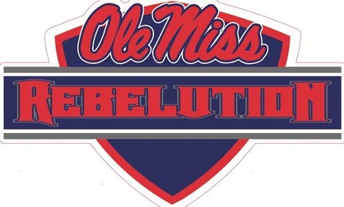 7 Inch Rebelution Decal Ole Miss University of Mississippi U of M Logo MS Removable Wall Sticker Art NCAA Home Room Decor 7 1/2 by 5 Inches