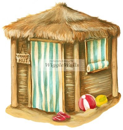5 Inch Beach Change Hut Palm Tree Palms Tropical Island Removable Peel Self Stick Adhesive Vinyl Decorative Wall Decal Sticker Art Room Home Decor 5 x 5 inches Tall
