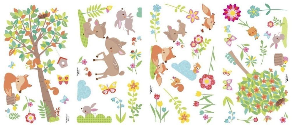 Defonia Woodland Creatures Wall Decals Animals Trees Room Decor Stickers Deer Forest New