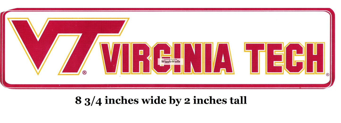 9 Inch VT Logo Polytechnic Institute and State University VT Hokies Removable Wall Decal Sticker Art NCAA Home Room Decor 9 by 2 Inches