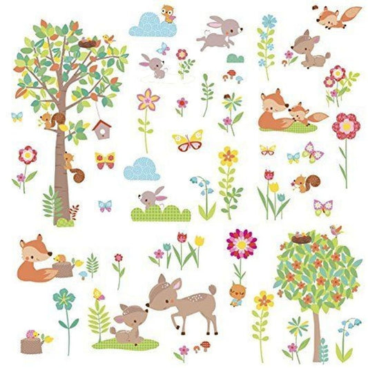 Defonia Woodland Creatures Wall Decals Animals Trees Room Decor Stickers Deer Forest New