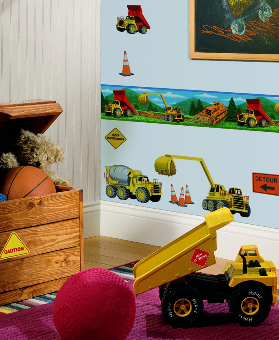 Roommates Kids Room Nursery Decor Under Construction Peel and Wall Stick Border