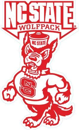5 Inch Mr. Wuf North Carolina NC College University Wolfpack NCSU Wolf Pack Logo Removable Wall Decal Sticker Art NCAA Home Room Decor 3 by 5 Inches