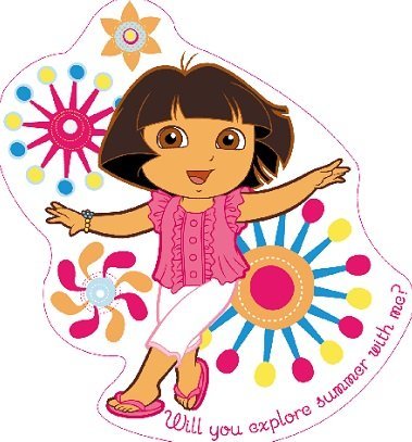 7 Inch Dora The Explorer Summer Dress Removable Peel Self Stick Adhesive Vinyl Decorative Wall Decal Sticker Art Kids Room Home Decor Girl Children Bedroom Nursery 5 x 5 inches Tall