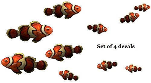 4 PCS Clownfish School Clown Fish Finding Nemo Removable Peel Self Stick Wall Decal Sticker Art Bathroom Kids Room Disney Pixar Home Decor