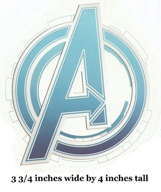 Avengers logo with dimensions displayed