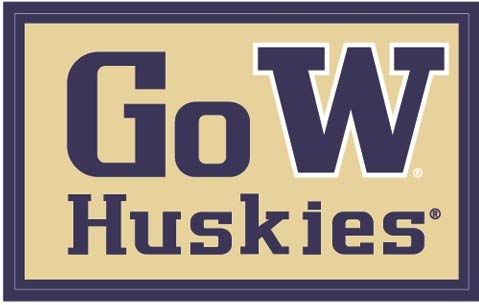 6 Inch GO W University of Washington Huskies Logo Removable Wall Decal Sticker Art NCAA Home Room Decor 6 by 3 Inches