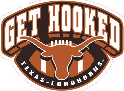 3 Inch Longhorn Get Hooked Logo Decal UT University of Texas Longhorns TX Removable Wall Sticker Art NCAA Home Room Decor 3 by 2 Inches