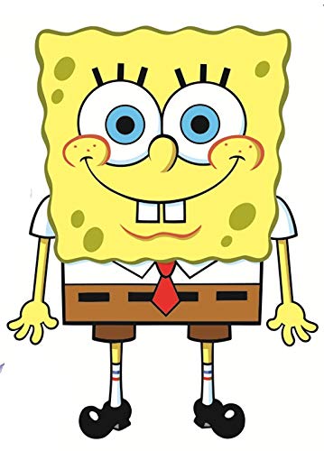 8 Inch Sponge Bob Wall Decal Removable Peel Self Stick Sticker Art Home Kids Room Decor Decoration - 6 1/2 by 8 1/2 inches