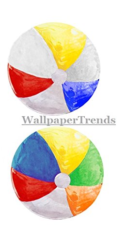 3 Inch Beach Balls Tropical Island Removable Peel Self Stick Adhesive Vinyl Decorative Wall Decal Sticker Art Room Home Decor 3 x 3 inches Tall