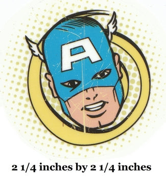 Vintage-style illustration of a superhero character with a blue mask and yellow circle, featuring the letter 'A'.