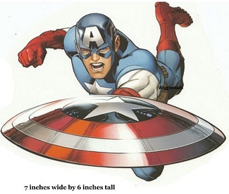 Superhero character on a flying saucer with dimensions indicated