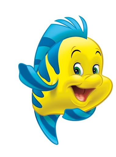 4 Inch Flounder Wall Decal Mermaid Blue Yellow Fish Removable Peel Self Stick Sticker Art Home Kids Girls Room Decor Decoration - 3 by 4 inches