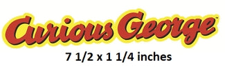 Curious George logo with dimensions displayed