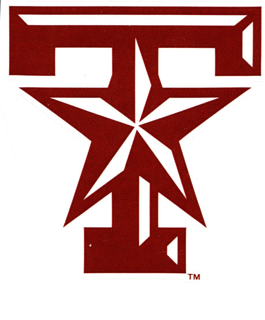 6 Inch Texas A&M Star T Logo Decal University TX Maroon Removable Wall Sticker Art NCAA Home Room Decor 5 1/2 by 4 Inches