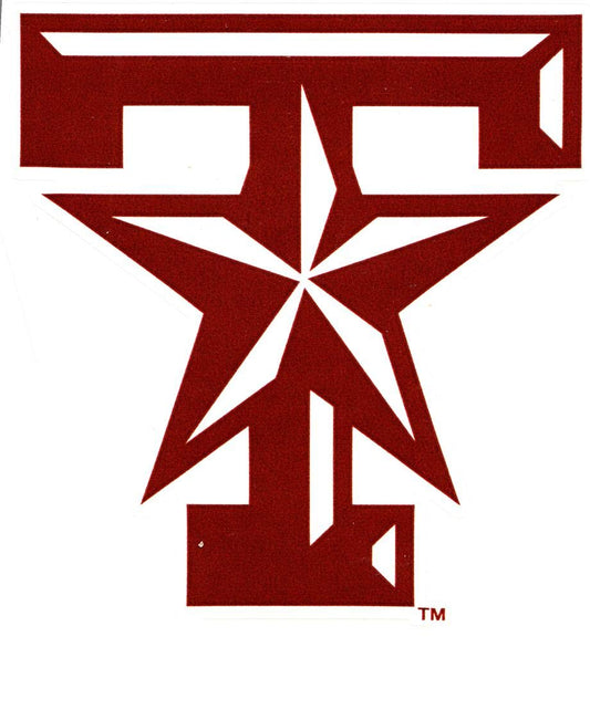 6 Inch Texas A&M Star T Logo Decal University TX Maroon Removable Wall Sticker Art NCAA Home Room Decor 5 1/2 by 4 Inches