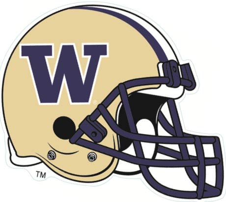 6 Inch Football Helmet UW W University of Washington Huskies Logo Removable Wall Decal Sticker Art NCAA Home Room Decor 6 by 5 Inches